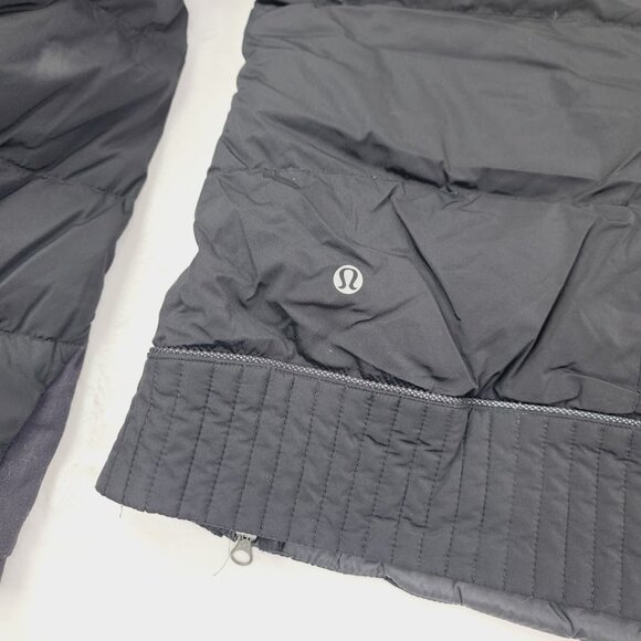Lululemon Women's Black Fluffed Up Hooded Padded Pullover Puffer Jacket Size 6 - Picture 11 of 12